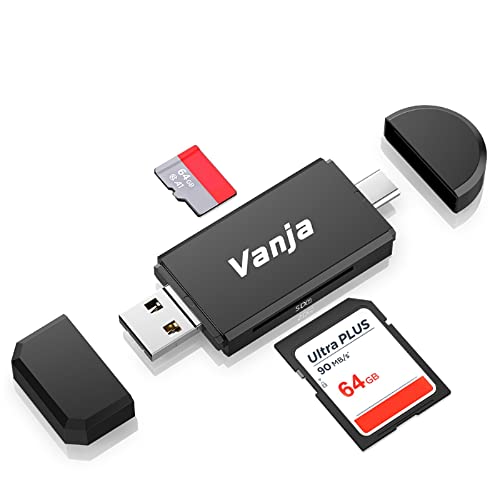 Vanja Speicherkartenleser, SD/TF Kartenleser und USB Type C Micro USB OTG Adapter für SDXC, SDHC, SD, MMC, RS-MMC, Micro SDXC, Micro SD, Micro SDHC Karte, unterstützt UHS-I Karten