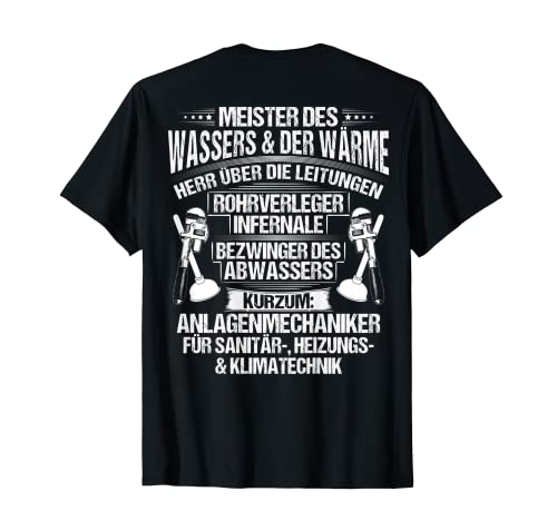 Herren Klempner Bezwinger Des Abwassers Sanitär Anlagenmechaniker T-Shirt