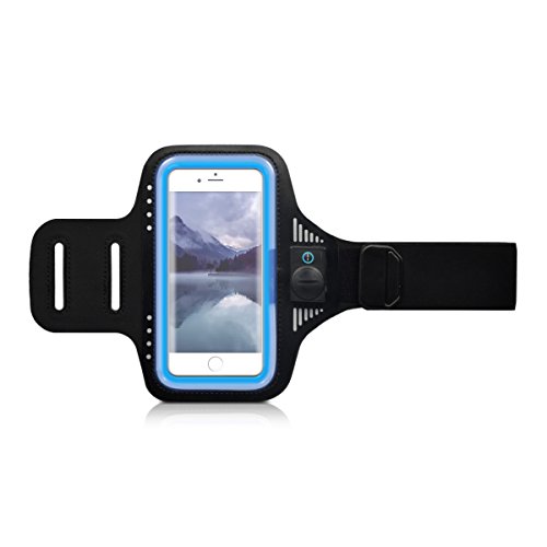 kwmobile Smartphone Universal Sport Armband - mit LED-Licht im Sportarmband - Sportband Armtasche für Handys - 16,5 x 8,5 cm Innenmaße