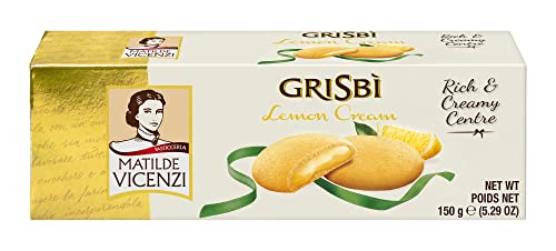 Matilde Vicenzi Grisbi Lemon – Italienische Kekse mit samtiger Cremefüllung, Mürbeteigkekse nach italienischer Backtradition, 14er Pack Mürbeteiggebäck(14 x 150 g)