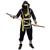 SEA HARE Schwarzes Ninja-Kostüm für Erwachsene(One Size)