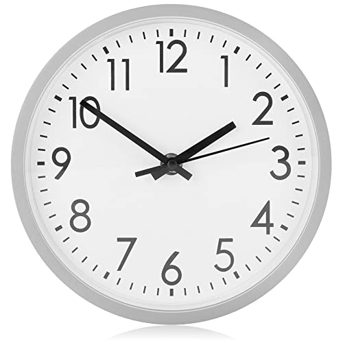 com-four® Analoge Wanduhr mit großem Ziffernblatt - schöne Uhr für Küche, Wohnzimmer, Schlafzimmer und Büro - Ø 20 cm (1 Stück - silberfarben)