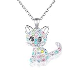 MAKOBLESSMOMO Süße Katze Halskette für Mädchen, Katze Anhänger, Geschenk für Weihnachten