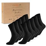 10 Paar Premium Socken Herren Damen Baumwolle Komfortbund ohne Naht 70101T (Schwarz 39-42)