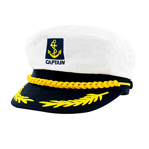 TRIXES Kapitänsmütze Weiß/Navy Blau Verstellbare Captain Sailor Marine für Karneval