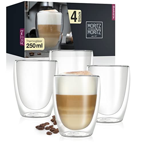Moritz & Moritz Torino 250 ml Doppelwandige Gläser - Thermogläser für Cappuccino Tee Heiß- und Kaltgetränke - spülmaschinengeeignet (4)