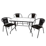Nexos 5-teiliges Gartenmöbel-Set – Gartengarnitur Sitzgruppe Sitzgarnitur aus Bistrostühlen & Esstisch – Stahl Kunststoff Glas – braun Dunkelbraun
