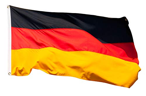 Aricona Deutschland Flagge - Deutschlandfahne 90 x 150 cm mit Messing-Ösen - Strapazierfähige Fahne für Fahnenmast - 100% Polyester