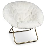 Milliard Relaxsessel, Cozy Sessel Für Wohnzimmer oder Schlafzimmer, Faltbar Klappstuhl mit Fell und Goldene Metallbeine