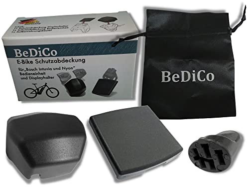 BeDiCo I 4er-Set I E-Bike Schutzabdeckungen I für Bosch Intuvia + Nyon (bis 2020) I Kontaktschutz an Akku-Aufnahme, Bedieneinheit und Display I inkl. Aufbewahrungsbeutel I Made in Germany