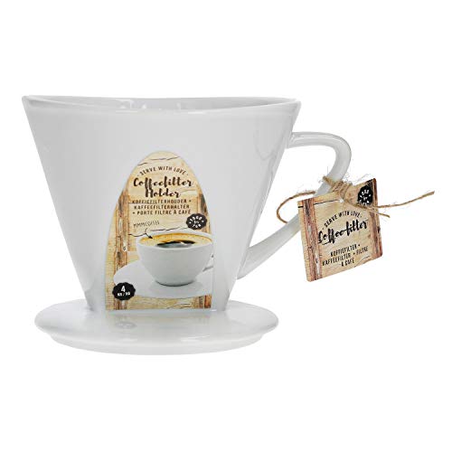 Kaffeefilter No. 4 aus Porzellan | 16 x 14 x 11 cm | weiß | SoftBrew-Verfahren | schonende Kaffee-Zubereitung | manuelles Filter-Gerät