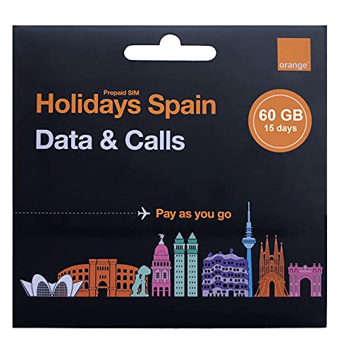 Orange - Tourist Spanien Prepaid SIM Karte | 60 GB in Spanien | 20 GB im übrigen Europa | Online-Aktivierung | Ideale zweite Karte | Spanische Handynummer