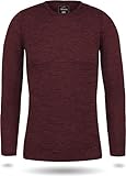 normani Damen Merino Unterhemd Langarmshirt Pullover Ski-Unterwäsche Rundhals - 100% Merinowolle Farbe Rot Größe M