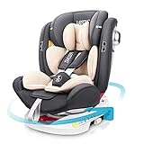 LETTAS Kindersitz 360° Drehbar ISOFIX Top Tether Gruppe 0+1/2/3 (0-36kg) Seitenschutz Baby Autositz ECE R44/04 (Grau)