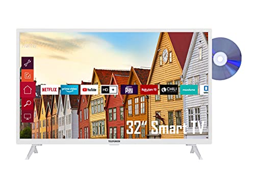 Telefunken XF32K559D-W 32 Zoll Fernseher / Smart TV (Full HD, HDR, Triple-Tuner, DVD-Player, Bluetooth) - 6 Monate HD+ inklusive [2022] [Energieklasse F]