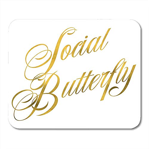 Glitzernder sozialer Schmetterlings-Goldimitat-Folien-metallischer Glitter-Zitat-weißer weicher dauerhafter Rechteck-Gummi Mousepad 18x22CM