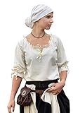 Battle-Merchant Mittelalter Bluse Birga | LARP Bluse aus Baumwolle mit 3/4 Arm | Mittelalter Kleidung für Damen (Natur/M)