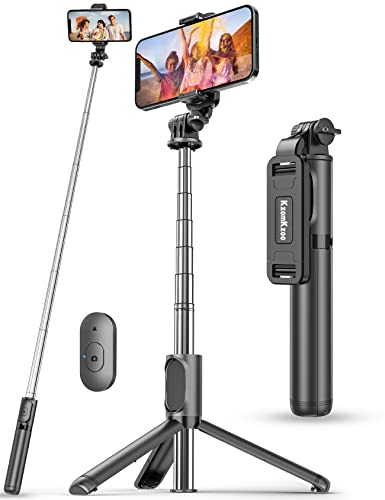 Selfie Stick Stativ, Erweiterbar 4 in 1 Selfie Stange & Handy Stativ mit Kabelloser Fernbedienung, Mini Selfiestick für iPhone 13/12/11 Pro/XS Max/XS/8, Samsung Smartphones