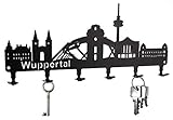 steelprint.de Schlüsselbrett/Hakenleiste * Skyline Wuppertal * - Schlüsselboard Nordrhein-Westfalen, Schlüsselleiste, Metall - 6 Haken