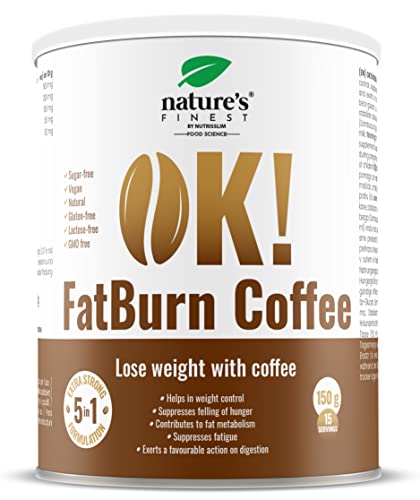 Nature's Finest OK!FatBurn Coffee Coffee Drink with 5 in 1 Effect for More Energy and for Weight Loss, with Active Ingredients L-Carnitine, Elderberry and Guarana