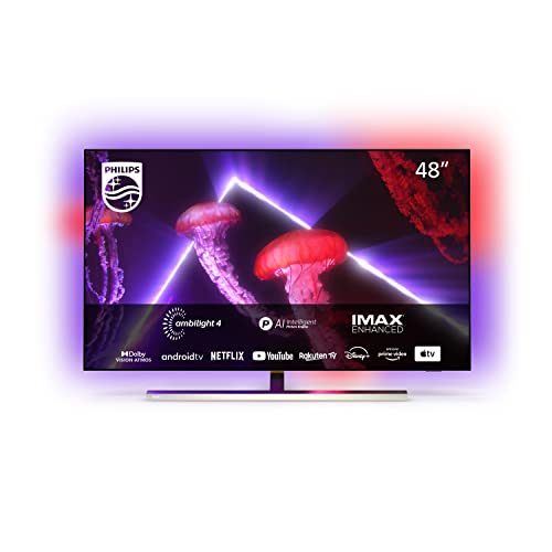 Philips 48OLED807/12 48 Zoll (121 cm) Fernseher 4K OLED TV | 4-seitiges Ambilight, UHD & HDR10+ | 120 Hz | Dolby Vision & Atmos | Mehrzimmer DTS Play-Fi | Google Assistant & Alexa kompatiblen