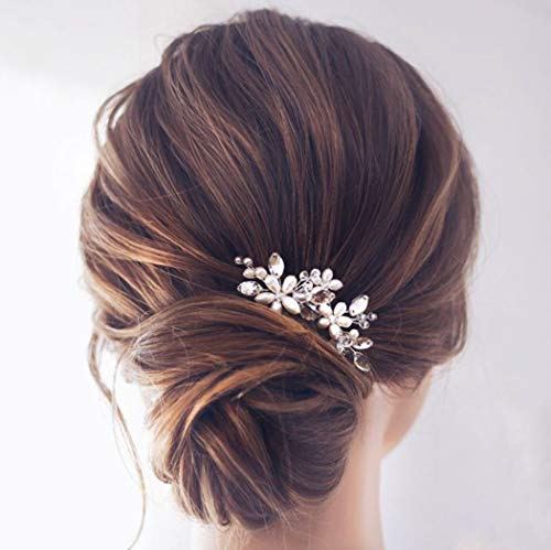 Einfach Braut Kristall Hochzeit Haarnadeln Silber Haarspangen Braut Kopfschmuck Haarschmuck Perle für Frauen und Mädchen (Silber)