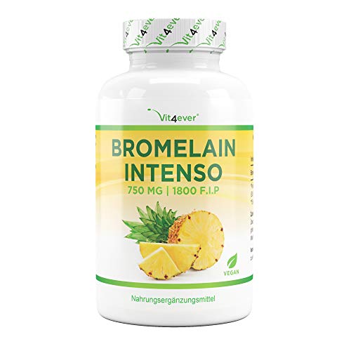 Bromelain Intenso - 750 mg (1800 F.I.P) - 120 magensaftresistente Kapseln (DRcaps®) - Natürlicher Ananas Extrakt - Laborgeprüft - Vegan - Hochdosiert