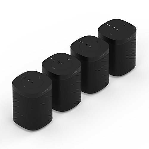 Sonos One Smart Speaker 4-Raum Set, schwarz – Intelligente WLAN Lautsprecher mit Alexa Sprachsteuerung & AirPlay – Vier Multiroom Speaker für unbegrenztes Musikstreaming