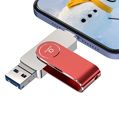 USB Stick für Phone Smartphone 128GB Speicherstick Externer Speichererweiterung USB 3.0 Massenspeicher Memory Stick Handy für iOS OTG Android Handy Computer Laptop Smartphone PC(Rot,128GB)
