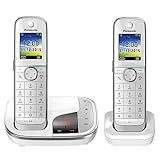 Panasonic KX-TGJ322GW Familien-Telefon mit Anrufbeantworter (schnurloses Telefon DUO, strahlungsarm, Anrufschutz, DECT Basistation) weiß
