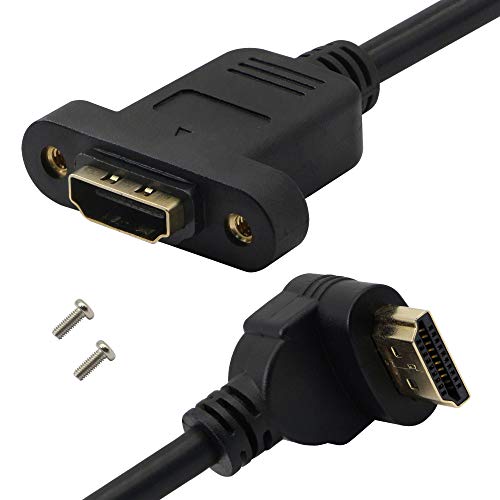 HDMI2.0-Verlängerungskabel, HDMI-Buchse auf Stecker, 90 Grad Hochgeschwindigkeits-Kabel mit Schraubloch, unterstützt 4K 60Hz 3D TV, Roku, Xbox360 Eat. (Winkel nach unten)