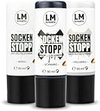 LM-Kreativ Socken Stopp Anti Rutsch Set (Set Schwarz, Weiß, Grau) - ABS Antirutsch, Sock Stop Creme, flüssige Sockensohle, Rutsch-Stop