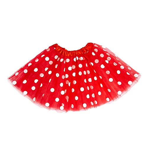 Oblique Unique® Tutu Tütü Damen Frauen Rock Rot mit weißen Punkten als Kostüm Accessoire für Fasching Karneval Motto Party
