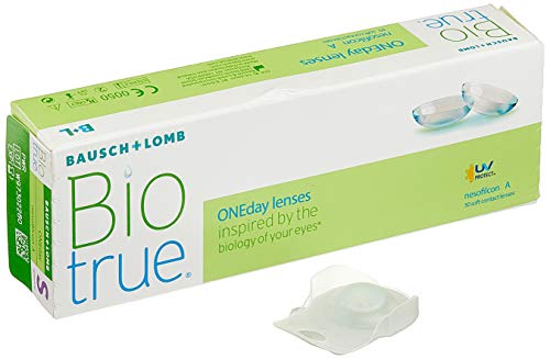 Bausch und Lomb Biotrue ONEday Tageslinsen, sphärische Kontaktlinsen, weich, 30 Stück / BC 8.6 mm / DIA 14.2 / 3 Dioptrien