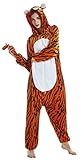 FunnyCos Erwachsene Strampelanzug Tier Pyjama Unisex Halloween Cosplay Kostüm Verrücktes Kleid Loungewear Tiger XL