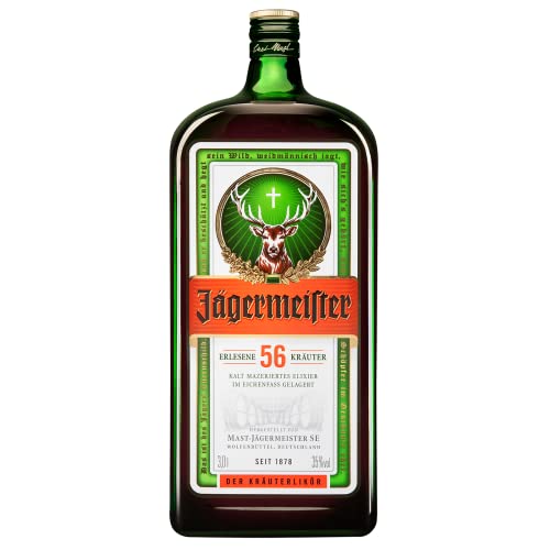 Jägermeister – 1 x 3l Premium Kräuterlikör 35% Vol. - Integrierte Ausschankhilfe für den perfekten Party Shot – 36cm hoch und 4.8kg schwer – Das Original aus Wolfenbüttel