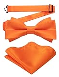 JEMYGINS Herren Mattem Stoff Doppellagiger Fliege und Einstecktuch Set,orange Farbe