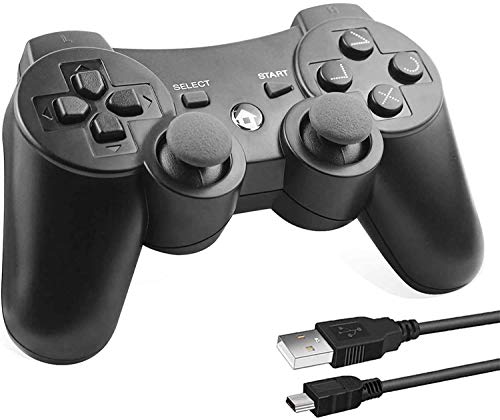 Lunriwis Wireless Controller für PS3, Bluetooth Game Controller Joystick Gamepad Playstation 3 Dual-Vibration 6-Achsen USB Controller Wireless Joypad