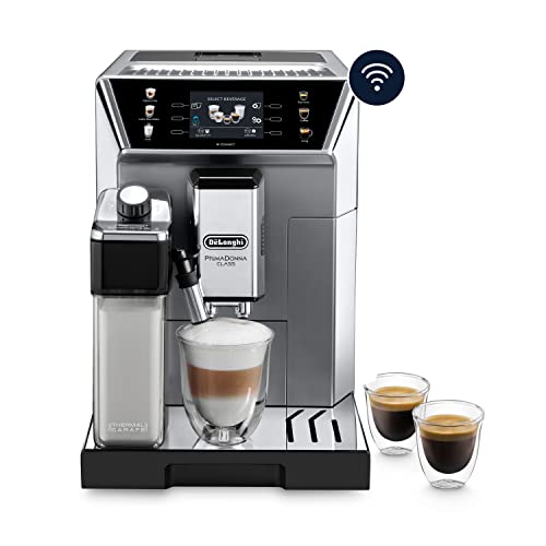 De'Longhi PrimaDonna Class ECAM 550.85.MS Kaffeevollautomat mit LatteCrema Milchsystem, Cappuccino und Espresso auf Knopfdruck, 3,5 Zoll TFT Farbdisplay und App-Steuerung, silber