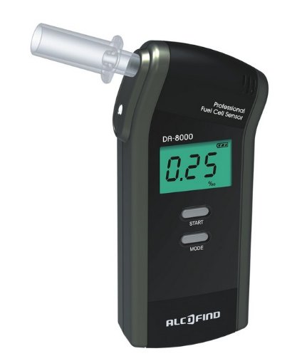 Alkoholtester Trendmedic Alcofind DA-8000 | mobiles digitales Atem-Alkoholmessgerät mit langzeitstabilen Fuel-Cell-Sensor bis 5.00‰ | polizeigenau