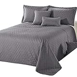 Delindo Lifestyle® Tagesdecke Bettüberwurf Premium GRAU, für Doppelbett, einfarbig für Schlafzimmer, 220x240 cm