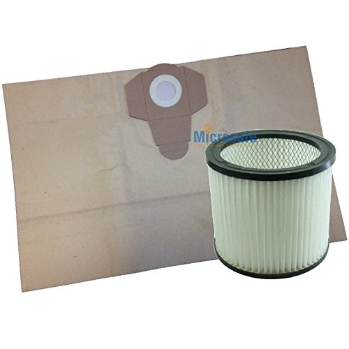 10 Staubsaugerbeutel + 1 Filter für Parkside PNTS 1400 E2 Nass- und Trockensauger von Microsafe®