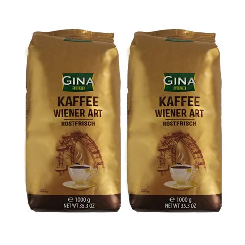 Gina Originale Kaffee Wiener Art röstfrische Kaffeebohnen 2x 1000g (2000g) - Wiener Kaffee