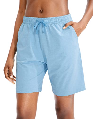 ANFTFH Damen Bermuda Shorts mit Taschen Kurz Hose für Yoga, Sport, Freizeit Blau XL