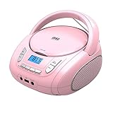 Tragbarer CD-Player für Kinder - Radio-CD-Boombox mit Bluetooth, FM-Radio, USB-Eingang & AUX-Anschluss & Kopfhörerbuchse, CD-Player für zu Hause oder draußen (Pink)