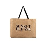 OCEAN HOME Einkaufstasche Nachhaltig aus Jute Dekorativ Einkaufsbeutel mit Langen Henkeln (Sunset Please)