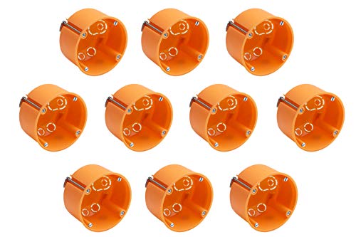 Meister Hohlwanddose Unterputz - 35 mm tief - orange - 10 Stück - Ø 68 mm Fräsloch - Zum Einbau von Schaltern & Steckdosen / Abzweigdose / Schalterdose / Hohlwand-Gerätedose / 7464020