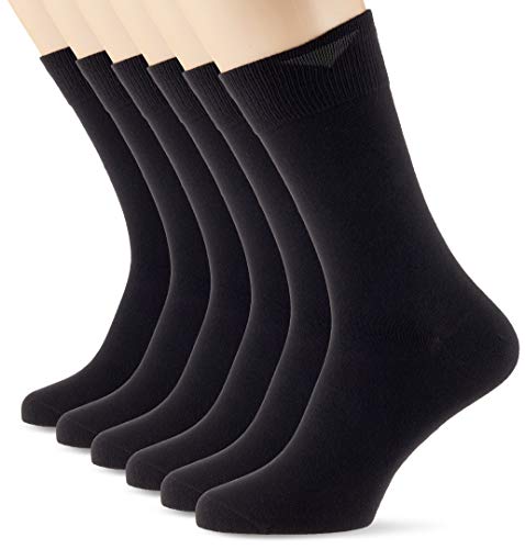 Nur Der Herren Set van 6 katoenen stretchsokken Socken, Schwarz (Schwarz 940), 39-42 EU