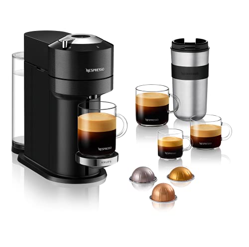 Krups XN9108 Nespresso Vertuo Next Premium Kaffeemaschine | 1,1 L Wassertank | Kapselerkennung durch Barcode | 6 Tassengrößen | Power-Off Funktion | 54% aus recyceltem Kunststoff | Klassisches Schwarz