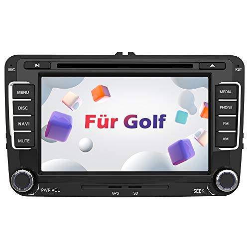 AWESAFE Autoradio mit Navi für Volkswagen Golf, 2 Din Radio mit 7 Zoll Touchscreen Monitor, unterstützt Lenkradsteuerung Mirrorlink Bluetooth CD DVD